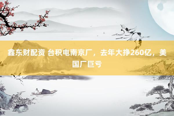 鑫东财配资 台积电南京厂，去年大挣260亿，美国厂巨亏